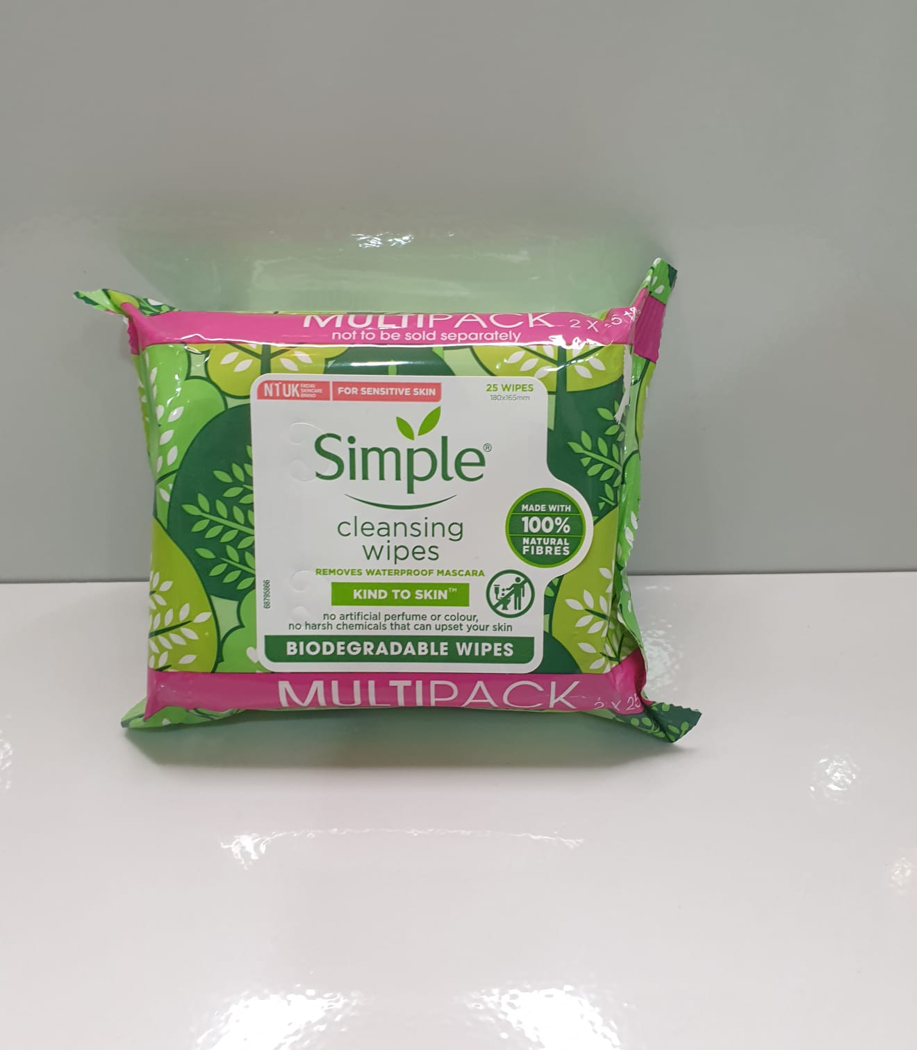 Simple Cleansing Wipes – Multipack 2 × 25 Wipes (Biodegradable, Sensitive Skin)