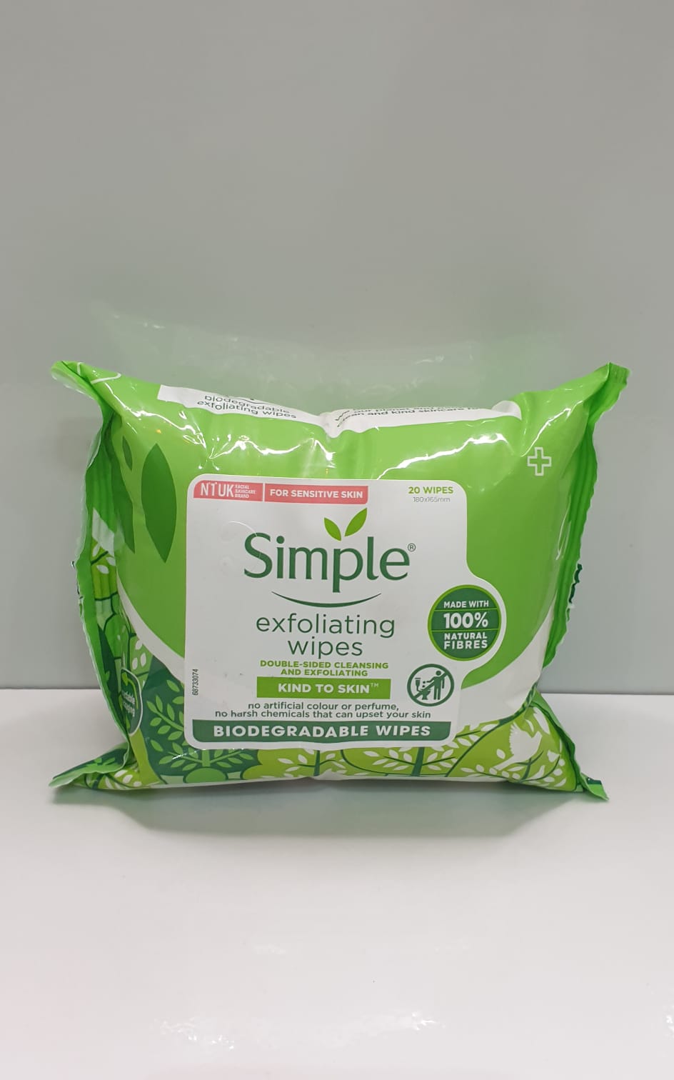 Simple Exfoliating Wipes – 20 Biodegradable Wipes (For Sensitive Skin)