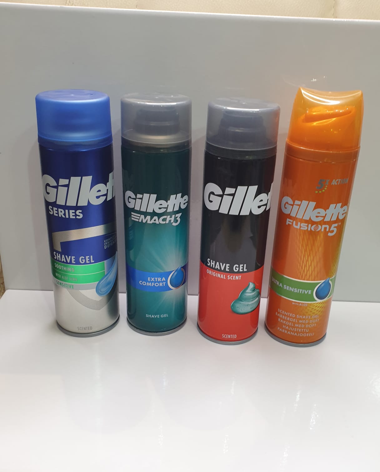 Gillette Shaving Gel Collection – 4 Variants (Series, Mach3, Original Scent, Fusion5 Ultra Sensitive)